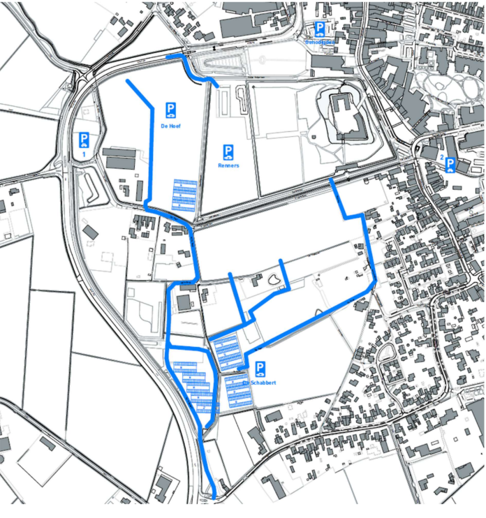 Kaart met parkeerplaatsen